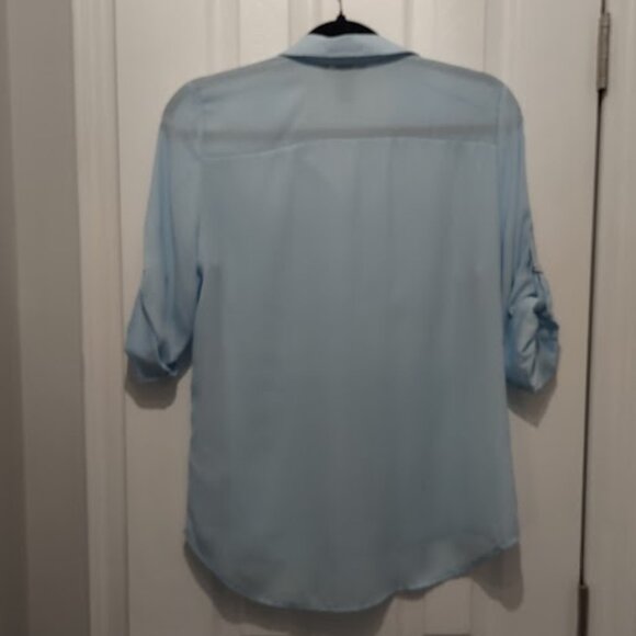 H&M Baby Blue Sheer Blouse - Picture 2 of 4